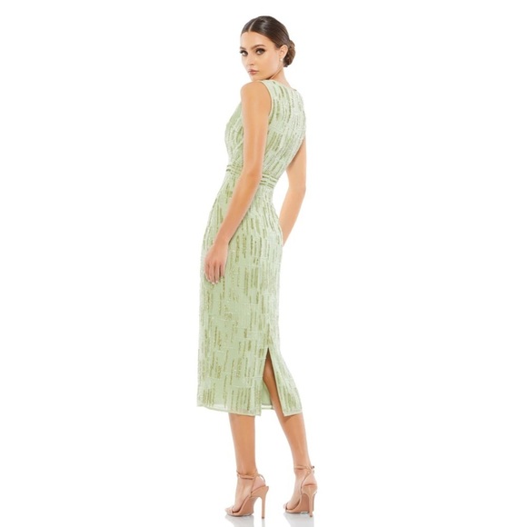 Mac Duggal 93597 NWT ABSTRACT BEADED SLEEVELESS MIDI SHEATH DRESS - Picture 2 of 10